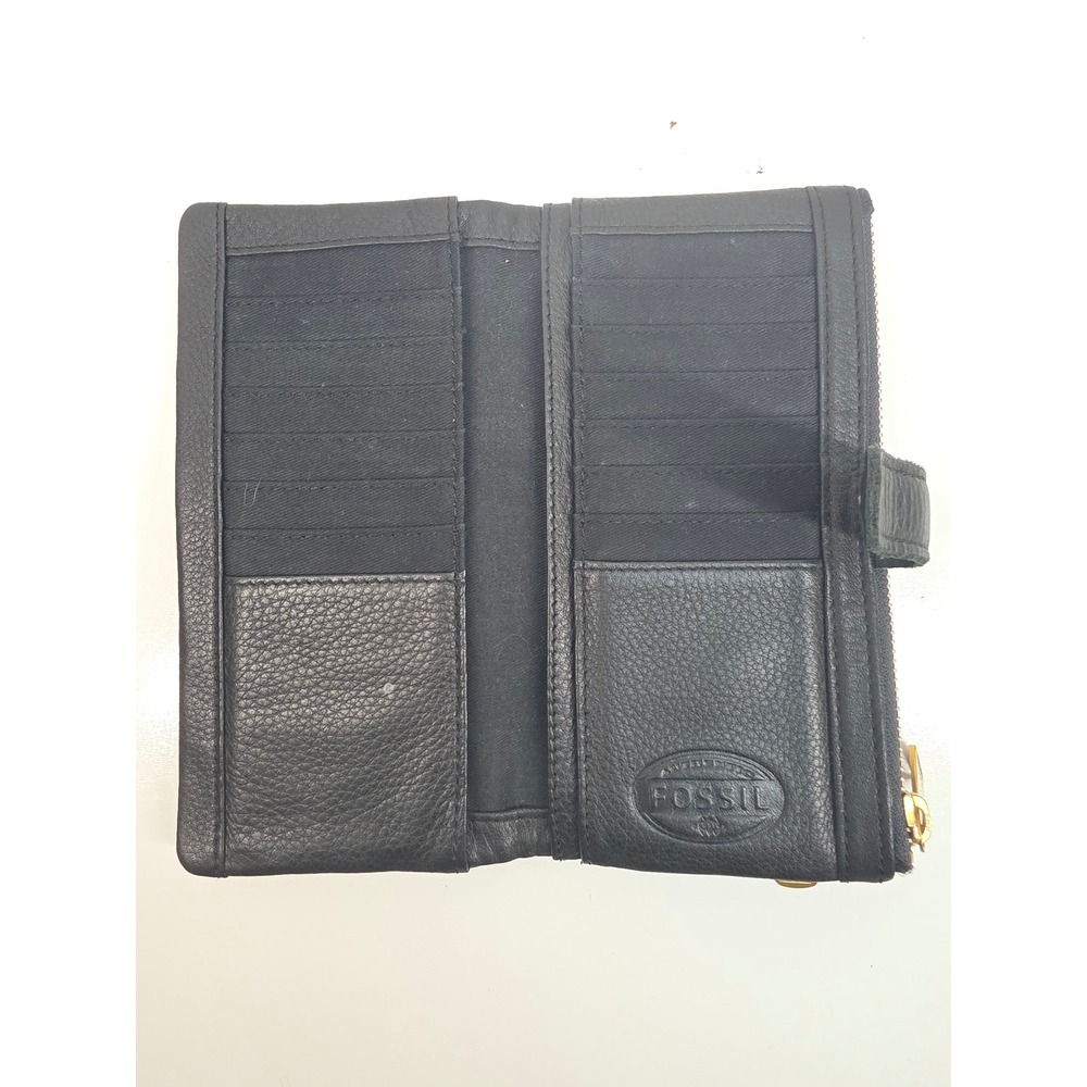 Fossil Logan Tab Clutch Wallet Cream Black Pebbled Leather Bifold SL7830 - Picture 3 of 6